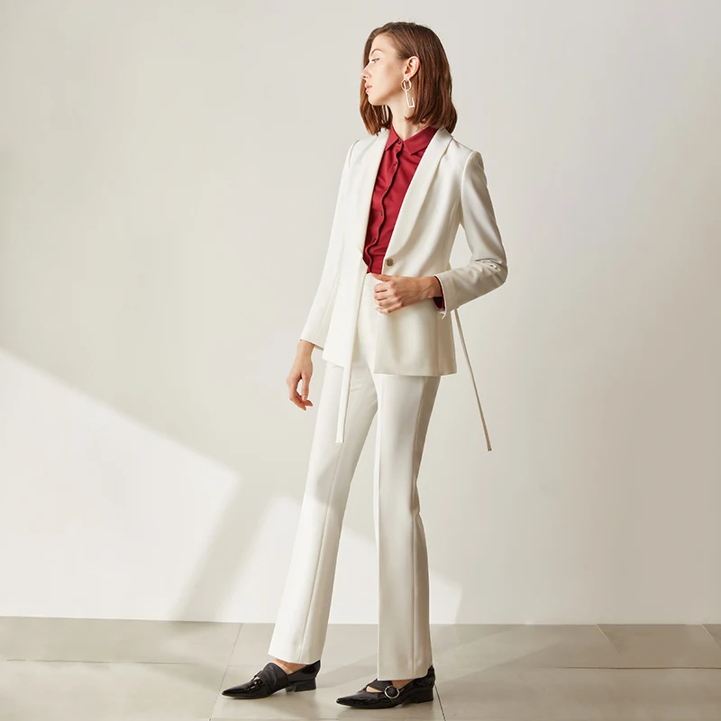 White Slim Fit Female Suits Office Uniform Slant Pockets Women Evening Pant Suits Lady Trouser Suit White Slim Fit Female Suits Office Uniform Slant Pockets Women Evening Pant Suits Lady Trouser Suit