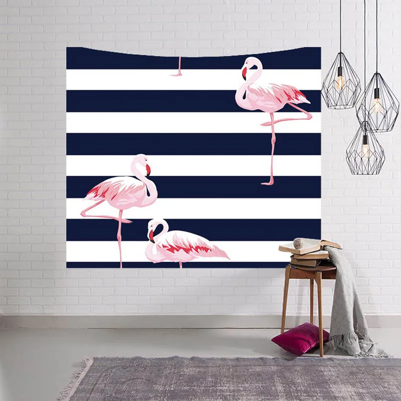 

Flamingo Wall Tapestry Stripe Wall Art Hanging Mandala Tapestry Home Decor Table Cover Bedspread 4 Size