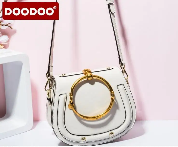 

DOODOO Women Leather Messenger Bag Handbag Ladies Small Crossbody Bags Famous Brands Designers Shoulder Bags Girls FR436