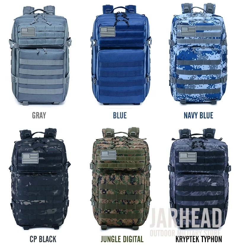 45L большой емкости мужской армейский тактический рюкзак военный штурмовой рюкзак открытый 3P EDC Molle пакет для пеших прогулок охоты кемпинга сумка