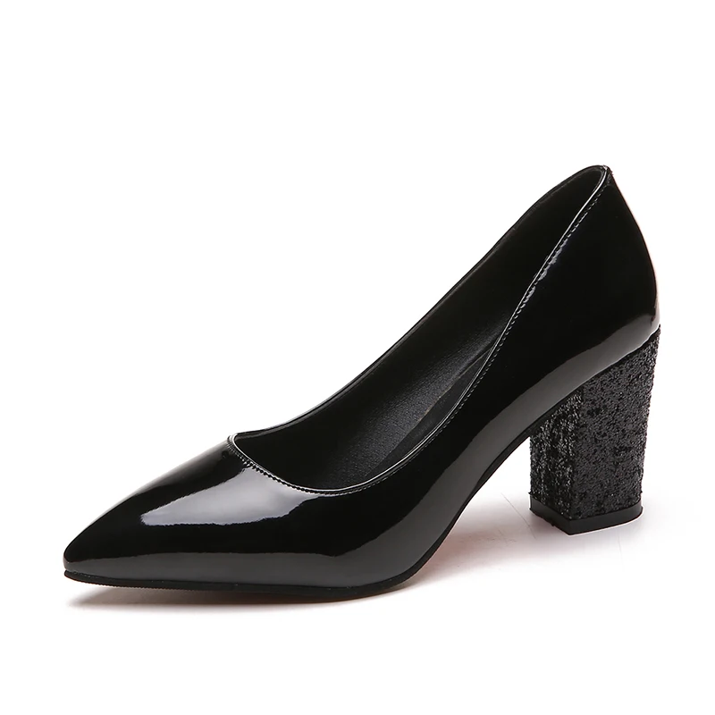 Летняя пикантная обувь на низком каблуке; женские туфли с острым носком на высоком каблуке 7 см; черные туфли с блестками; Sandalias; женская обувь; femeninas; 41