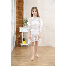 Детский купальник для девочек, купальник из полиэстера, купальный костюм для малышей, бикини из двух предметов, топы, шорты, кружевная шаль, купальники w710