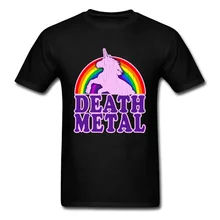 Футболка с металлическим единорогом, Мужская черная футболка, хлопковая футболка, винтажная одежда с героями мультфильмов, хип-хоп футболки, рок-н-ролл, топы