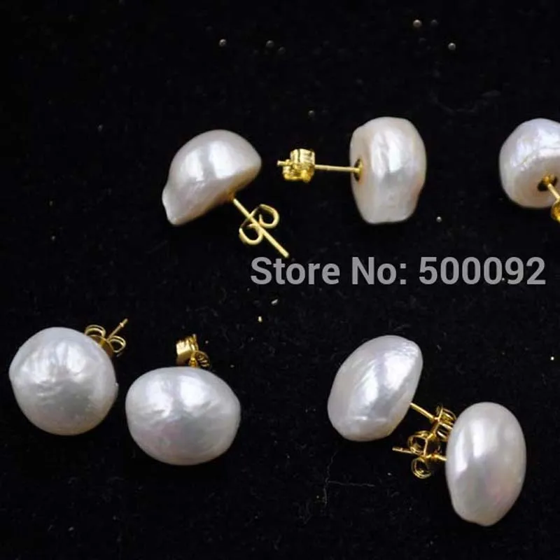 13 14mm On Half Round Furrow Pearl Earring Studs S925 With 13 14mm On Half Round Furrow Pearl Earring Studs S925 With Golden In Stud Earrings From Jewelry Accessories Aliexpress Alibaba Group