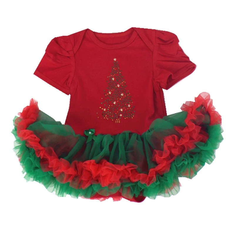 Brilliant Tree Girls Red Christmas Dress Lace Tutus Vestido Bebe Infant
