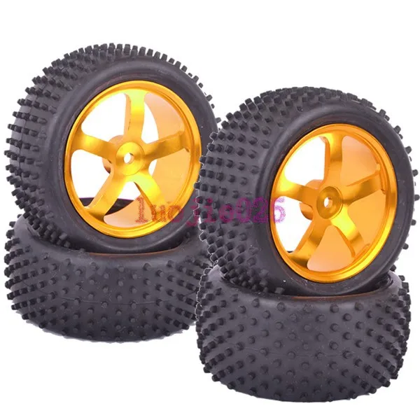 M05G 7009 Yellow 4PCS RC 1/10 Off Road Car Buggy Front & Rear Rubber