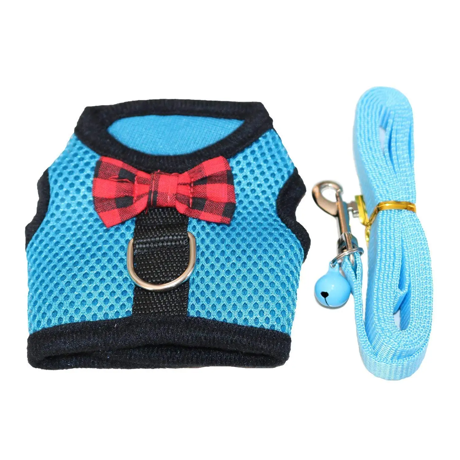 Ferret Filhome Small Pet Harness Vest and Leash Set with Bowknot and Bell Decor Chest Strap Harness Adjustable Soft Breathable for Outdoor Walking Guinea Pigs Chinchilla 