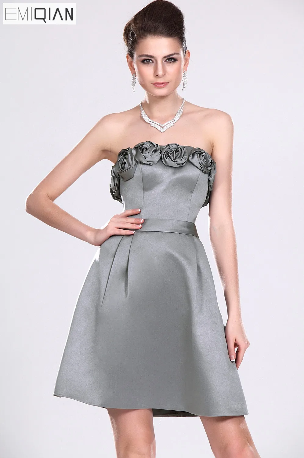 grey strapless bridesmaid dresses