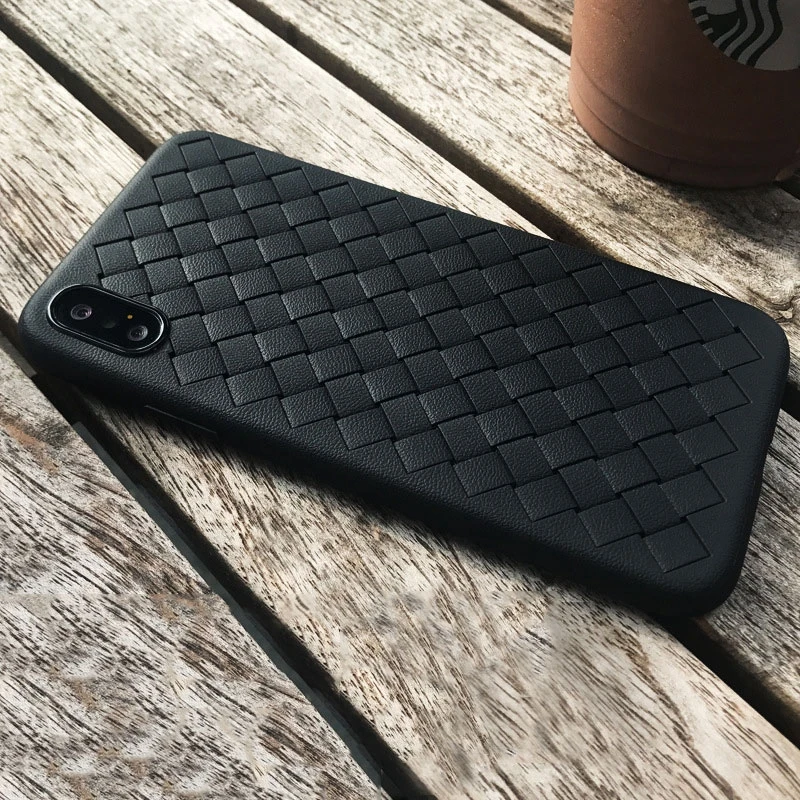

Weave Leather Skin Case for iphone X Luxury thin Slim Soft Silicon TPU Back Coque Accessories Cover for iphone X Cases 10pcs/lot
