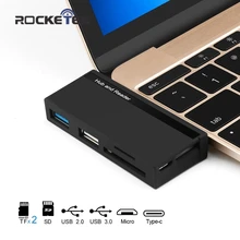 Rocketek type-c usb 3,0 портовый концентратор otg type c устройство для чтения карт памяти Адаптер для SD/TF micro SD macbook/mac pro/mac air pc компьютер