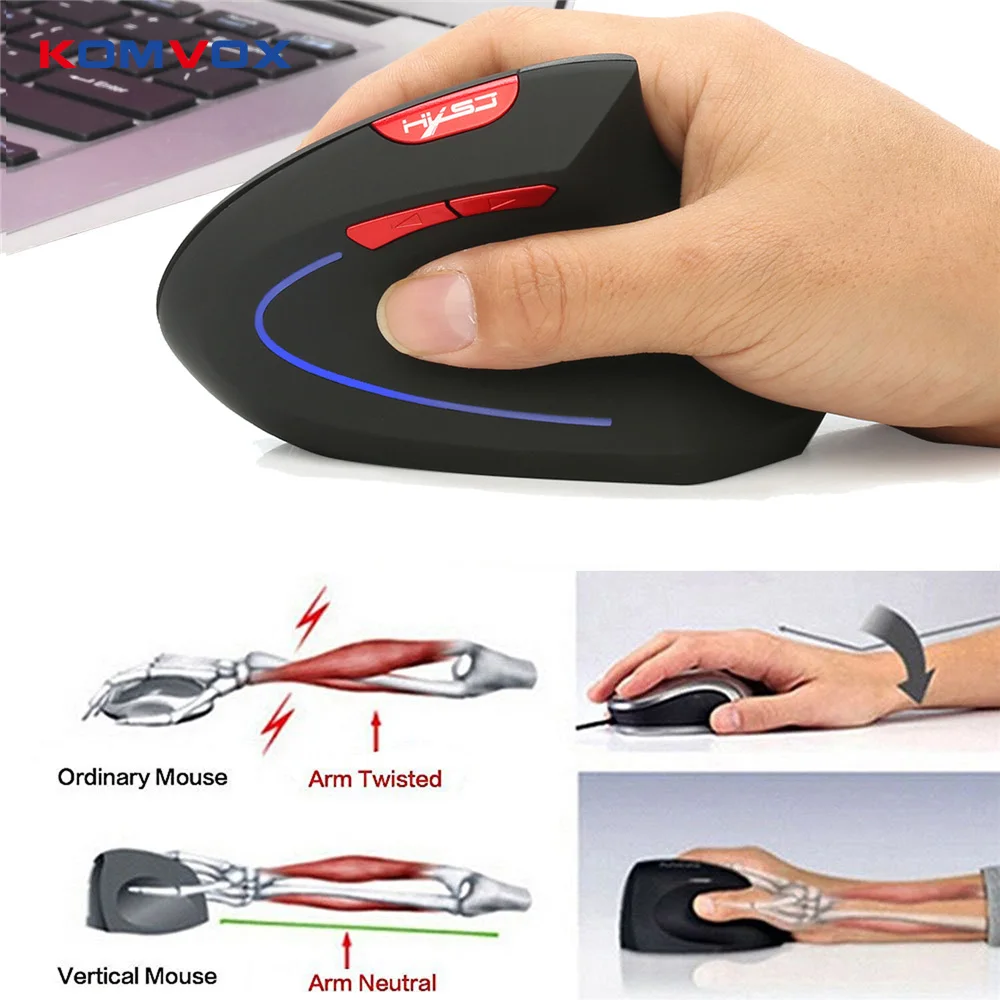 

2.4G Wireless Vertical Mouse 2400DPI Rechargeable Game Mouse Ergonomic Optical Design Comfortable USB 6 keys Mice for Laptop PC