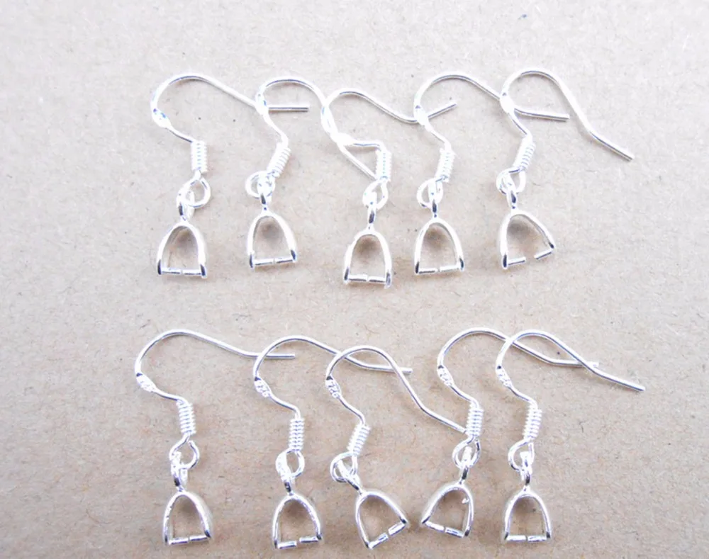 HOT Wholesale 50PCS 925 Hooks Earrings Pinch Bail 925 sterling silver