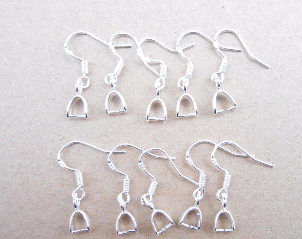 Hot Wholesale 50pcs 925 Hooks Earrings Pinch Bail 925 Sterling Silver