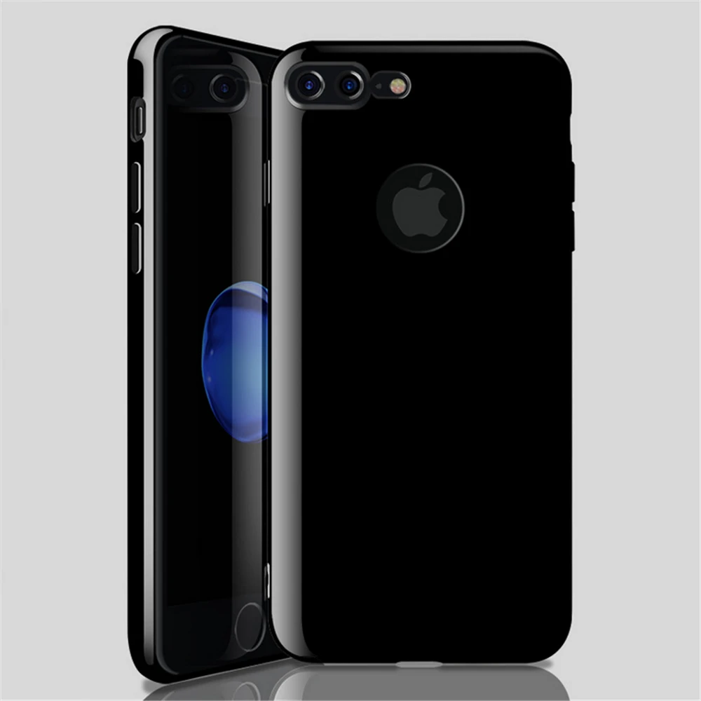 Jet Black Silicone Phone Case Cover For Apple iPhone 7