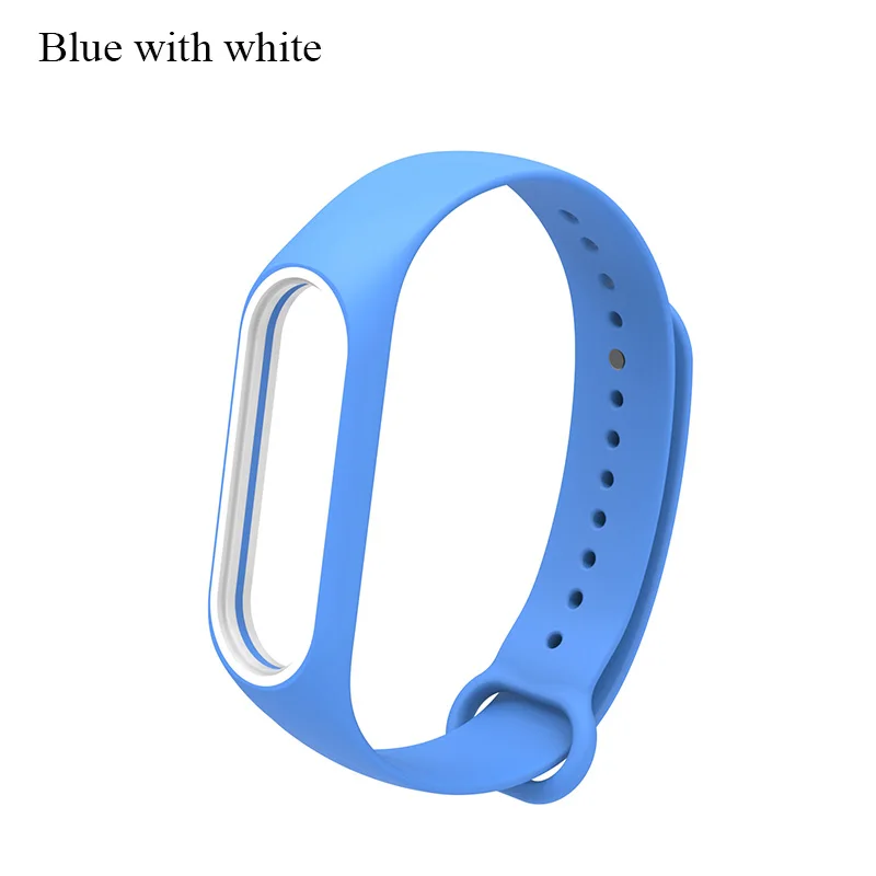 BOORUI mi band 3 ремешок силиконовый ремешок на запястье mi 3 аксессуары Замена для xiaomi mi 3 умный браслет с разнообразными 12 цветами - Цвет: Blue with white