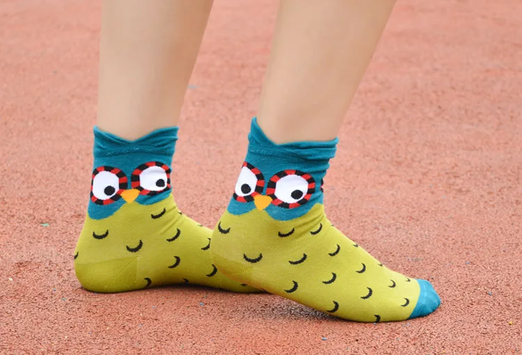 Модные женские хлопковые носки с забавной совой корейские женские стильные носки до щиколотки с рисунком из мультфильма