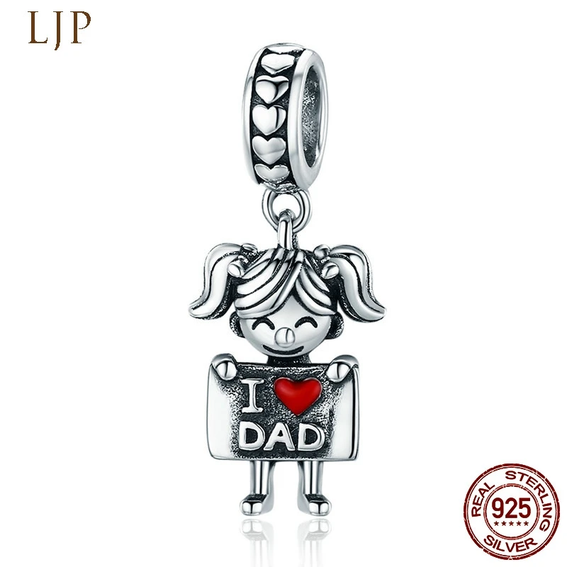 MYBEBOA May/Новинка 100% 925 пробы очаровательный кулон с надписью I Love Dad Mom для девочек и
