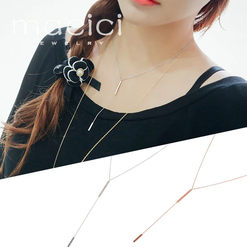 Vertical Line Pendant Necklace 100 Solid 925 Sterling Silver Body Bar