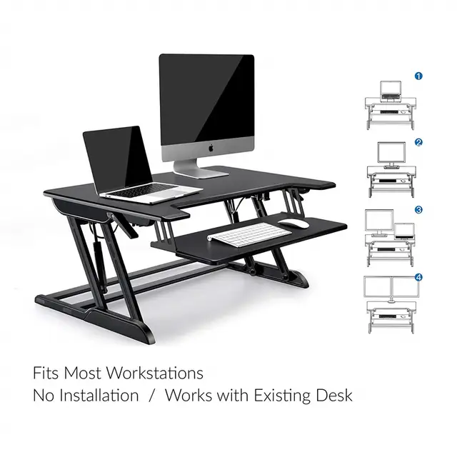 Aluminum Frame Height Adjustable Sit Standing Desk Converter With