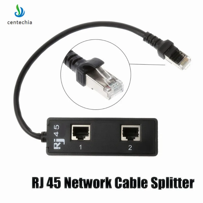 Сетевой Разветвитель RJ45 с 1 штекера на 2 гнездовых порта удлинитель со штекером