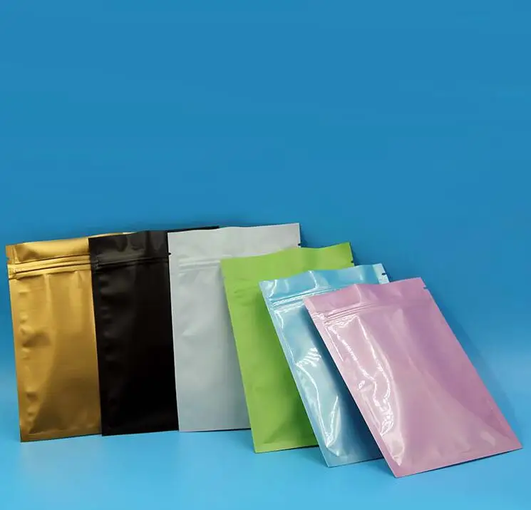 Высокое качество 6 цветов 100 шт./лот металлический майлар Ziplock сумки плоский