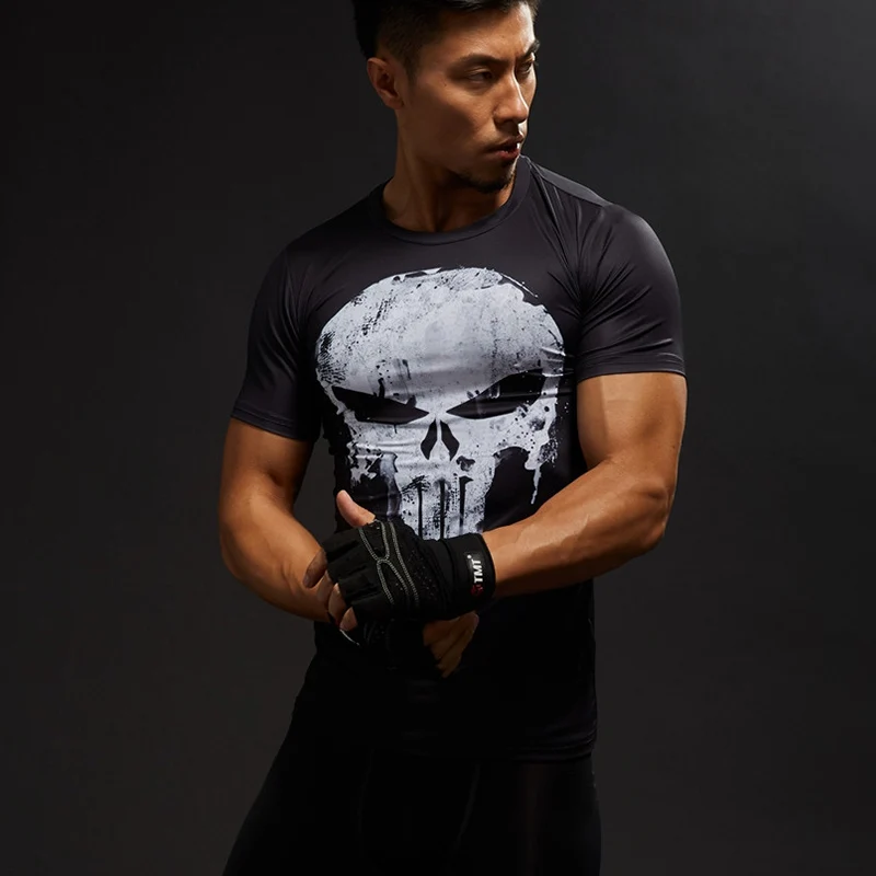 

T Shirt Men Short Sleeve 3D T-Shirt Male Tee tops Captain America Superman tshirt Men Fitness Compression Shirt Punisher MMA