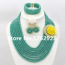 Новое поступление нигерийские Свадебные африканские бусы комплект ювелирных изделий ручной работы свадебные комплекты ювелирных изделий эффектное ожерелье