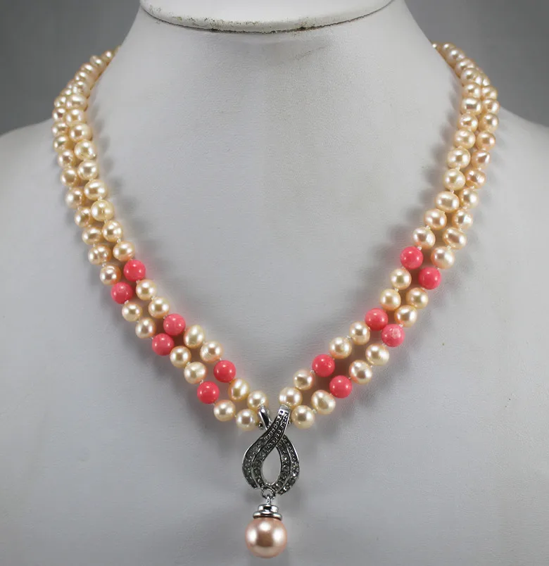 

nice 2 rows 8mm mixed color yellow& red shell pearl necklace 14mm designed yellow sehll pearl pendant necklace best accessory
