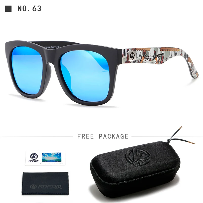 KDEAM всесезонные легкие спортивные солнцезащитные очки, поляризованные для любого лица, эластичные солнцезащитные очки, эксклюзивный дизайн, чехол - Цвет линз: C63