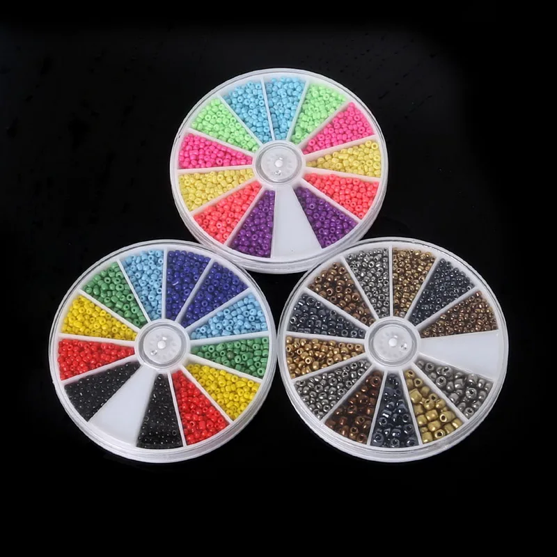 

Hot-1 Set Beads Kit 12 Grid mix color 1000pcs Solid Czech Glass Seed Spacer Beads Jewelry Making DIY Beads