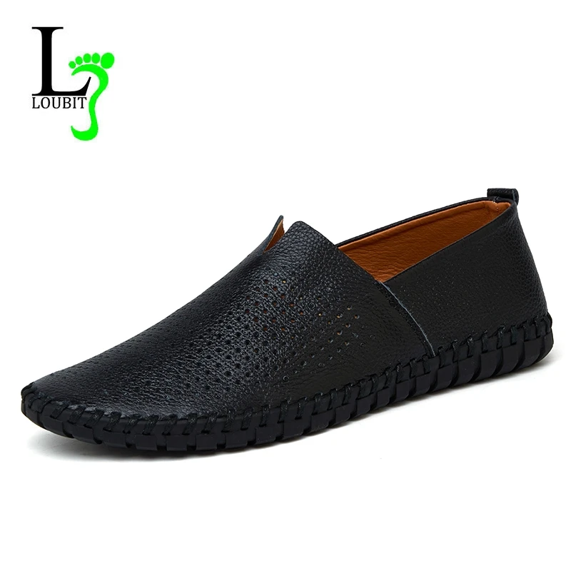 

2019 Men Casual Shoes Flats Summer Brethable Genuine Leather Shoes Men Business Work Loafers Leather Zapatos Hombres Big Size 47