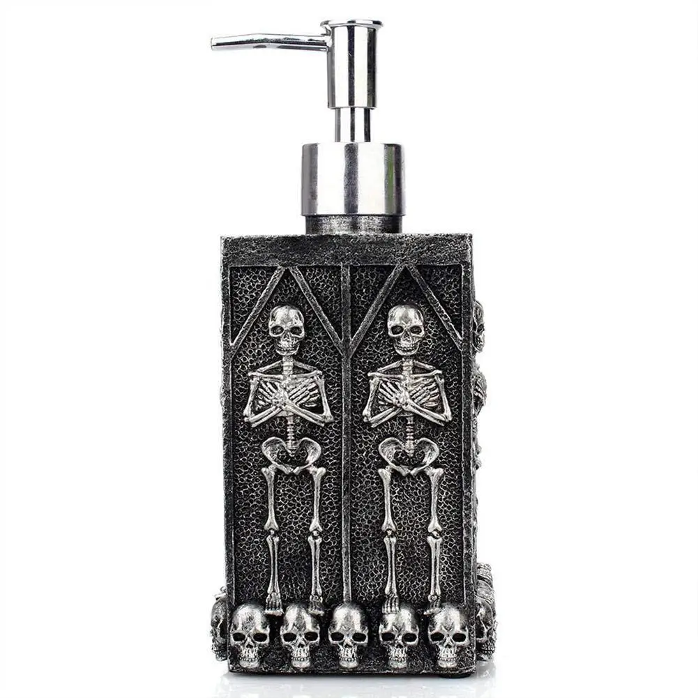 

1pc 460ML Innovative Black Skull Liquid Soap Shampoo Bottle Hand Sanitizer Sink Detergent For Bathroom Kitchen Work Surface