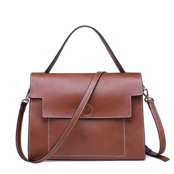 

QINRANGUIO Genuine Leather Bag Women 100% Cow Leather Women Messenger Bags Vintage Women Leather Handbags Solid Women Bag