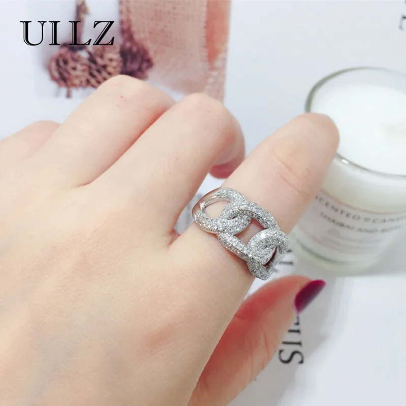 

UILZ Fashion Cubic Zirconia Micro Inlay Sliver Color Open Rings For women Girl Dinner Party Anniversary Accessories
