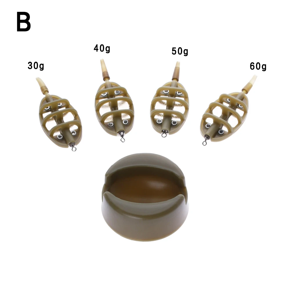 4 шт. встроенный метод подачи кормушки набор рыболовной приманки набор кормушки для ловли карпа набор прессформы для ловли приманки корзина рыболовные аксессуары - Цвет: B