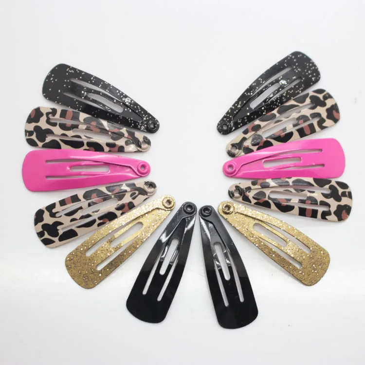 

Wholesales 12pcs/lot Kids Printing Gold Leopard Print Hair Clips Cute Lovely Girls Hairpin Barrette Multi-Style Hair Accessaries