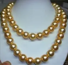 Envío gratis la venta On fashi! moda encanto AAA 10 mm oro mar de China meridional concha de perla collar de collar girl friend JT5031