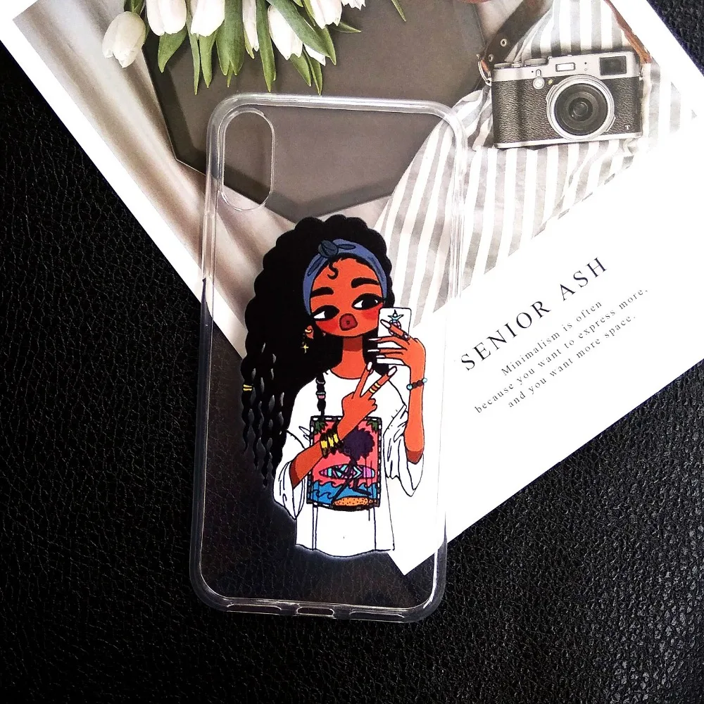Afro Black Girl Magic Melanin Poppin phone Case For iPhone 7 5S SE 6s 8 Plus Soft TPU Silicone Cover For iPhone X XR XS MAX Case Afro Black Girl Magic Melanin Poppin phone Case For iPhone 7 5S SE 6s 8 Plus Soft TPU Silicone Cover For iPhone X XR XS MAX Case