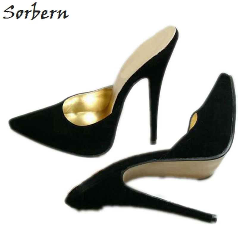

Sorbern Sexy Stilettos Mules Women Pump Slip On Ladies Shoe Size 43 Womens High Heel Shoes Pointy Toe/Peep Toe New Fashion