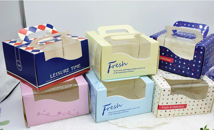 

Free Shipping 20pcs/lot 6 Color Available Mini 6" Portable Cheese Cake Box With PVC Window Size 15.8*15.8*9.1cm