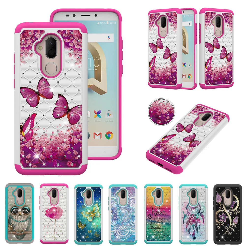 

Case for Alcatel 7 Bling Diamond Dual Layer PC Silicone Hybrid Cover for Alcatel 7 / 7 Folio / Revvl 2 Plus 2018 Case Coque