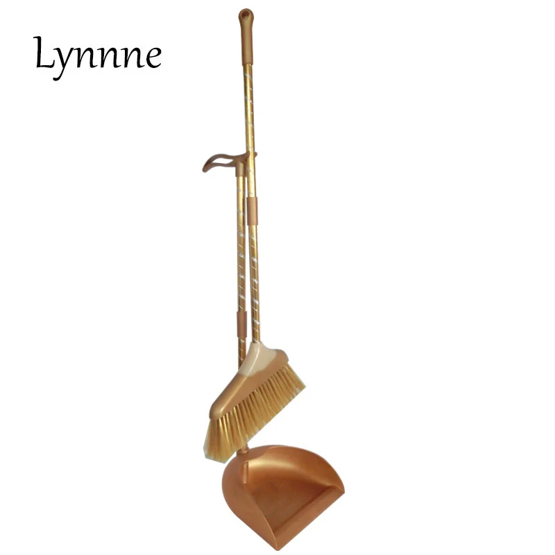 Lynnne Golden Stainless Steel Broom Dustpans Set Sweep The Floor Multi functional Cleaning Tool