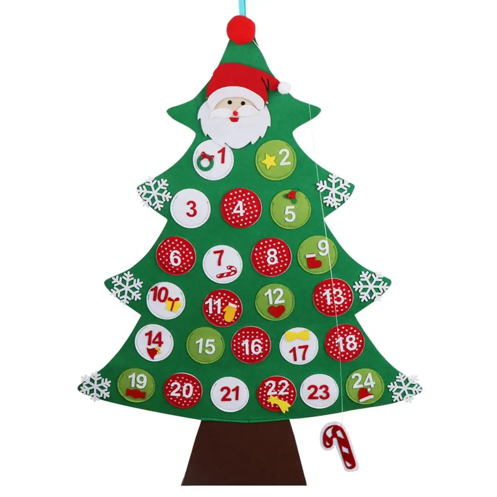 OurWarm DIY войлочная Рождественская елка-календарь орнамент стикер дети родитель Подарки Игрушка веселое украшение для рождественской вечеринки Подарки на год - Цвет: date 24 Calendars