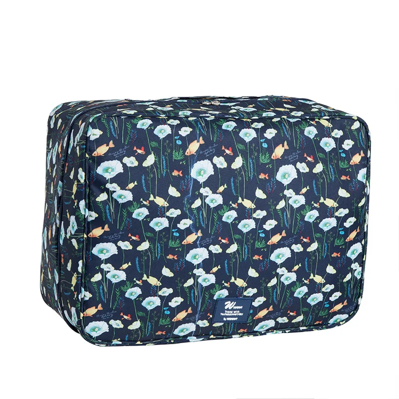 Женский креативный тканевый кубический чемодан с цветочным рисунком, женские дорожные сумки, органайзер для багажа, Большая вместительная спортивная сумка - Цвет: Синий