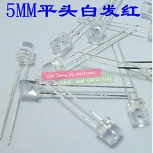 1000 шт 5 мм с плоским верхом красный широкоугольный свет лампы светодиодный ультра яркий излучающий