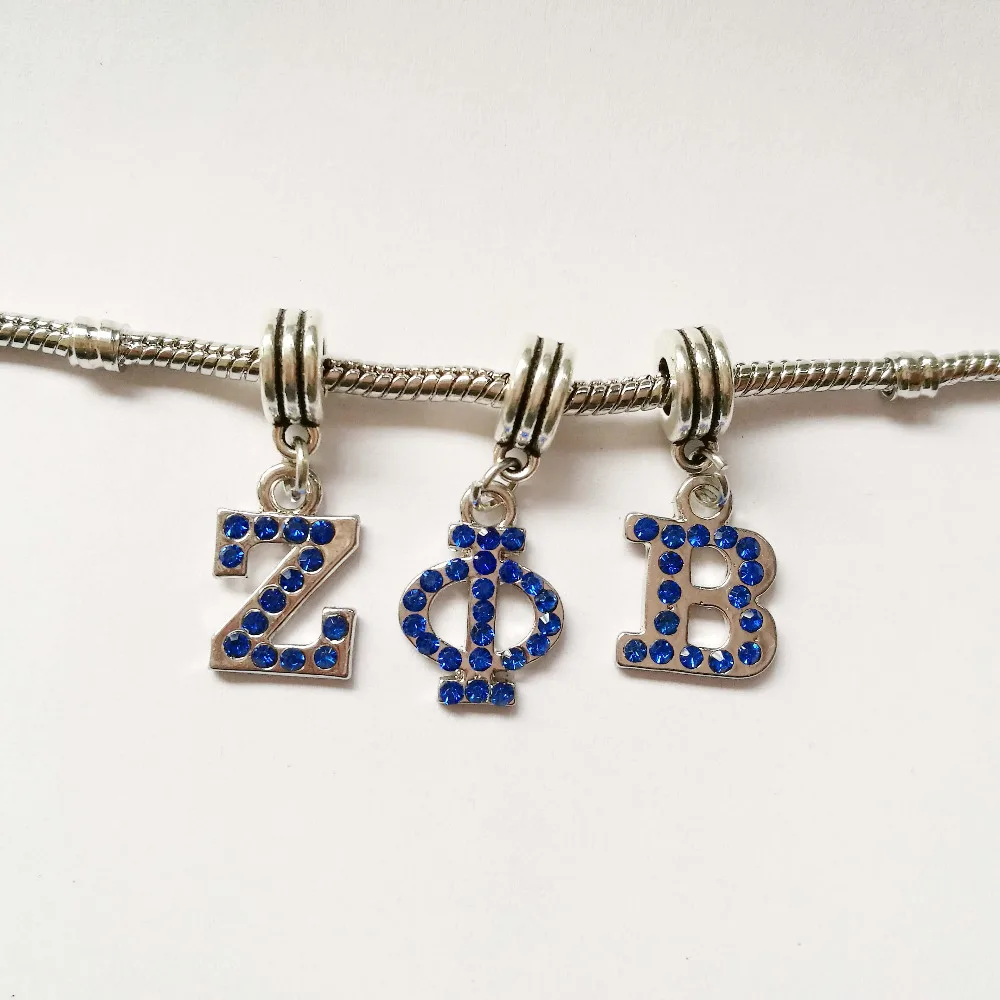 

10set Alphabet English Letters Charm for DIY Letter Initial Charm greek ZETA PHI BETA ZPB crystal charms for bracelet