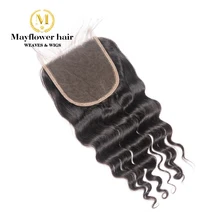 Mayflower 5X" Кружево Закрытие девственные волосы натуральная волна с волосами младенца ручной работы Средний коричневый цвет кружева три вида части