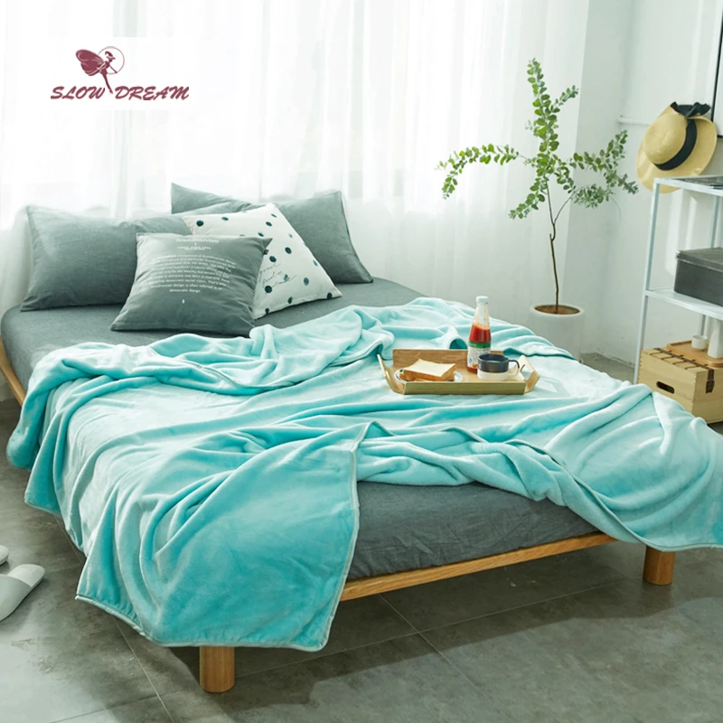 Slowdream Mint Green Flannel Blanket Throw Soft Print Winter Elegant Blanket Wrap Super Soft Sleeping Bed 5 Size 1pcs Flannel Blanket Blanket Throwblanket Bed Aliexpress