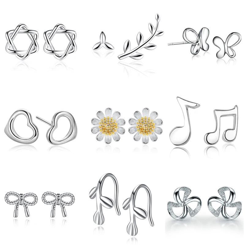 

925 Sterling Silver Splicing Cute Animal Stud Earrings For Women Casual Style Girl Earings Personality Sterling-silver-jewelry