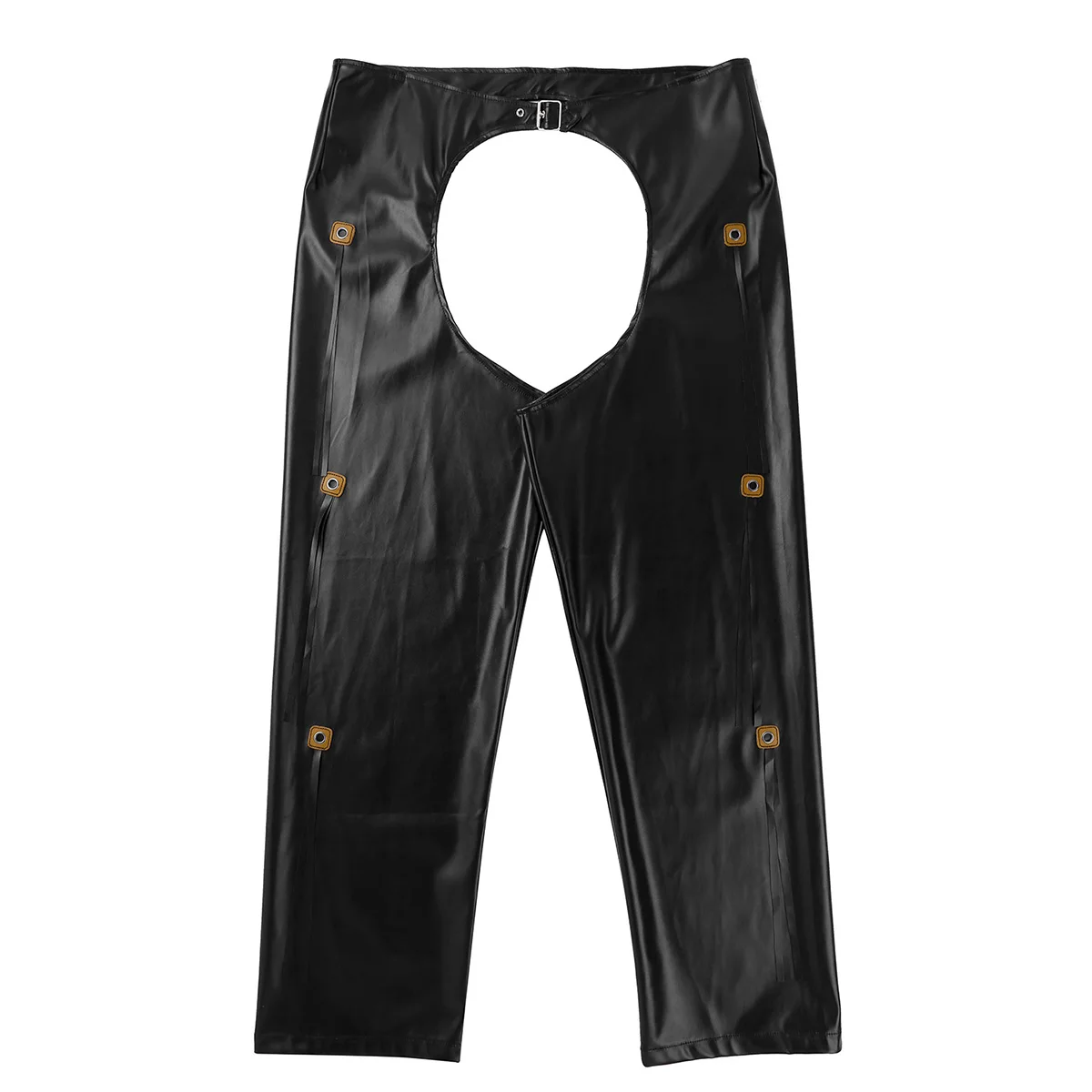 Men Latex Leggings Sexy Open Crotch Cowboy Chaps Tights Sissy Wetlook Leather Hot Pole Dance Clubwear Pants Gay Erotico Trousers